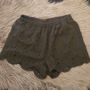 Madewell Olive Geo Pattern Cutout Shorts XS